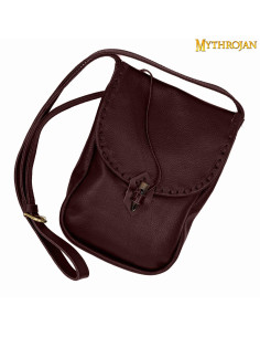 Sac en cuir médiéval, type bandoulière - Marron (33x23 cm.)