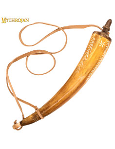 Boîte à poudre en corne sculptée à la main et bracelet en...