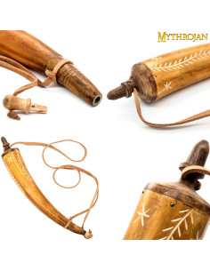 Boîte à poudre en corne sculptée à la main et bracelet en... 2