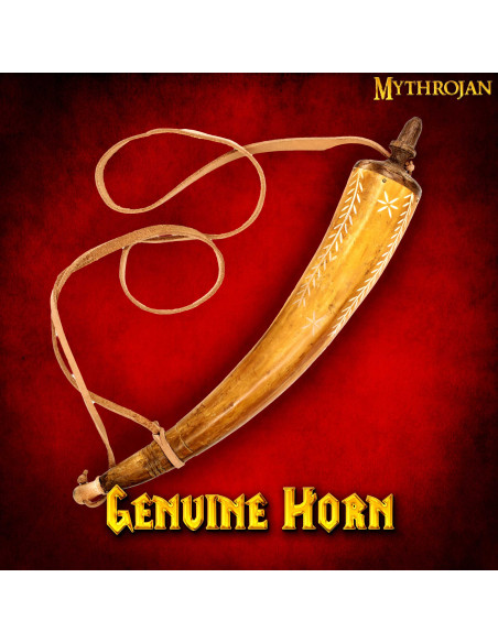 Boîte à poudre en corne sculptée à la...