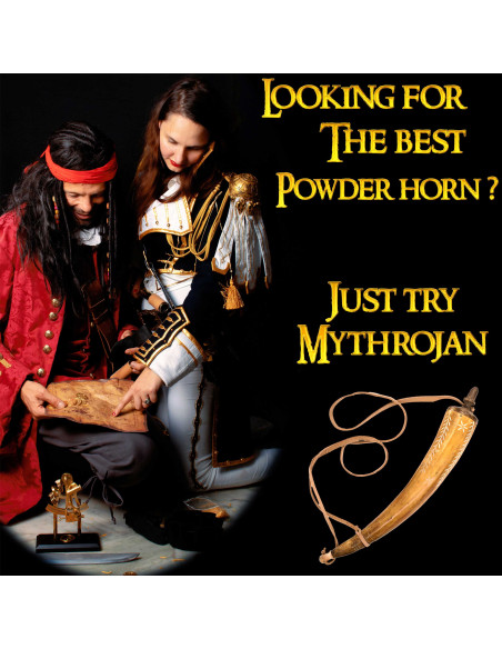 Boîte à poudre en corne sculptée à la...