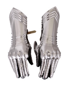 Gantelets médiévaux en acier, paire