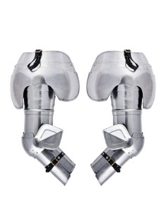 Bras d'armure médiévale et épaulettes en acier