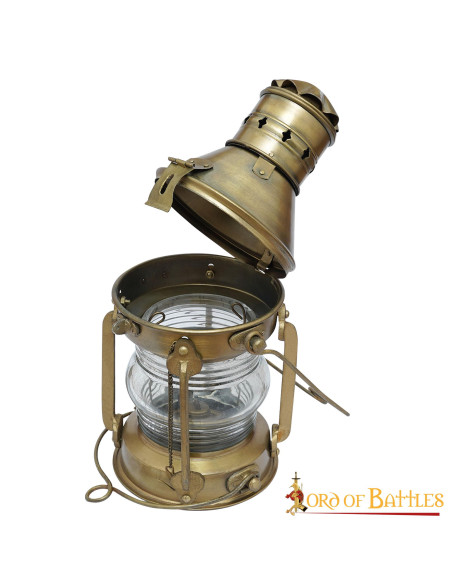 Lampe à huile médiévale en laiton...