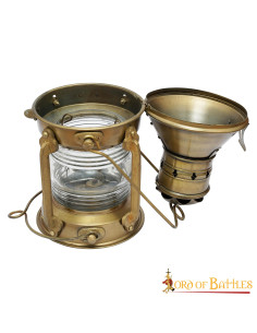 Lampe à huile médiévale en laiton (15,7x33 cm.) 2