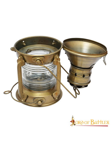 Lampe à huile médiévale en laiton...