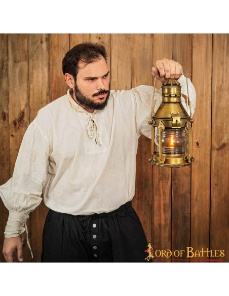 Lampe à huile médiévale en laiton...