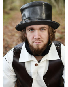 Chapeau haut de forme médiéval en fourrure noire 2