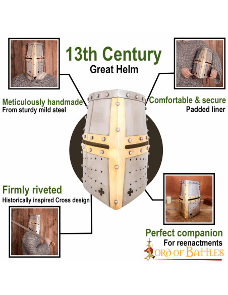 Casque croisé avec croix en laiton