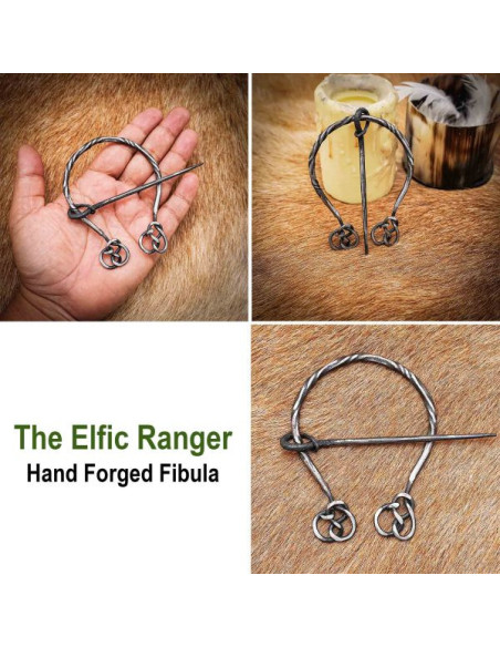 Fibule pour capes en acier forgé poli...