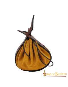 Beg Bag en cuir celtique - marron et jaune 2