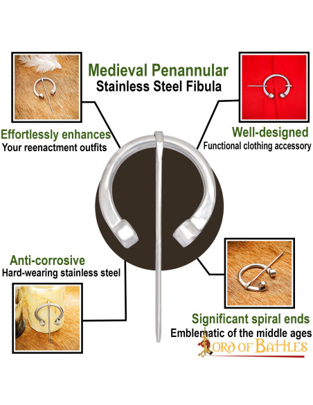 Fibule romaine en acier inoxydable...
