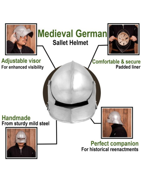 Casque médiéval allemand Sallet, avec...