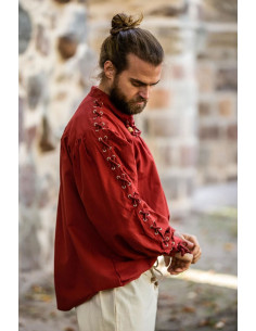 Chemise médiévale Adrian à lacets, couleur rouge