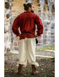 Chemise médiévale Adrian à lacets, couleur rouge 2