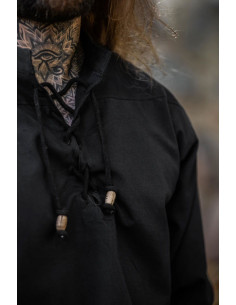 Chemise médiévale à lacets modèle Ansbert, coloris noir 2