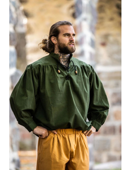 Chemise médiévale verte à nouer