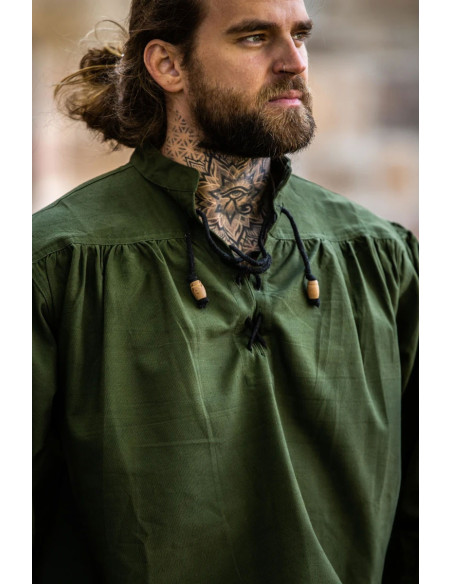 Chemise médiévale verte à nouer