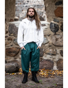 Chemise médiévale à col modèle Athos, couleur blanche 2