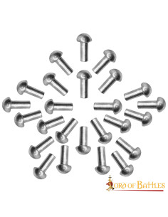 Jeu de 25 rivets argentés tête de champignon, 1,3 cm.