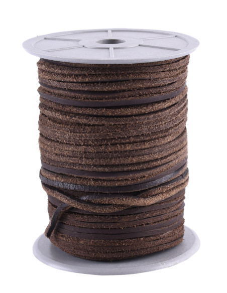 Bobine de cordon carré en cuir marron...
