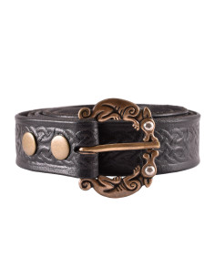 Ceinture noeuds celtiques en cuir noir, 170 cm. 2