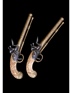 Ensemble de 2 pistolets de duel décoratifs à silex...