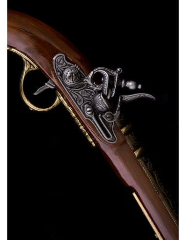 Pistolet de pirate à verrou en pierre, 18e siècle, laiton, réplique, verrou  en pierre, pistolet, Blunderbuss,Tromblon, pistolets déco, décoration,  armes historiques, reconstitution