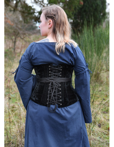Grand corset médiéval en velours noir