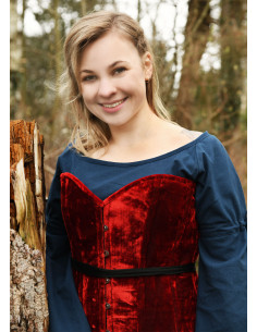 Corset médiéval sur buste en velours rouge 2