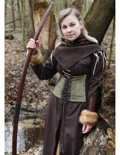 Corsage médiéval en velours Anik vert