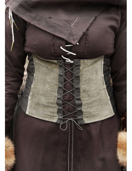 Corsage médiéval en velours Anik vert