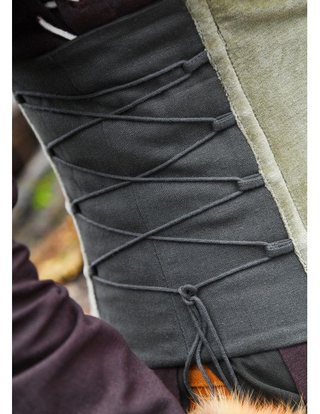 Corsage médiéval en velours Anik vert