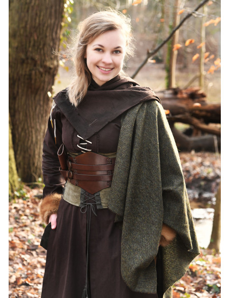 Corsage médiéval en velours Anik vert