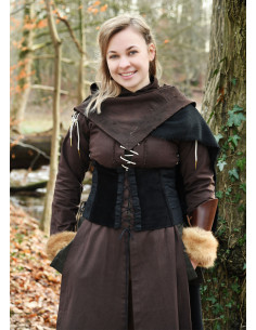 Corsage médiéval en velours Anik noir