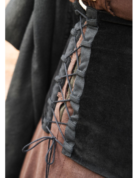 Corsage médiéval en velours Anik noir