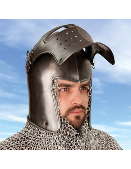 Bacinet médiéval avec visionneuse, S. XV