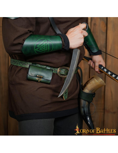 Sac du druide avec 4 récipients pour potions magiques - vert