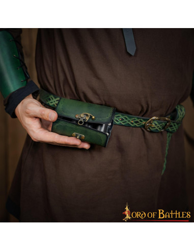 Sac du druide avec 4 récipients pour potions magiques - vert