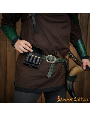 Sac du druide avec 4 récipients pour potions magiques - vert