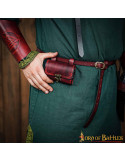 Sac du druide avec 4 récipients pour potions magiques - grenat