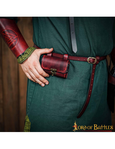 Sac du druide avec 4 récipients pour potions magiques - grenat
