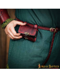 Sac du druide avec 4 récipients pour potions magiques - grenat