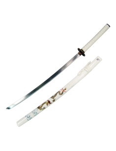Dragon ornemental Katana, fourreau blanc (102 cm.)