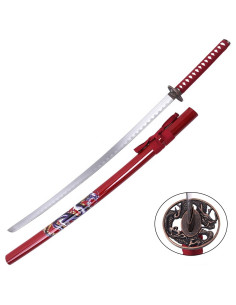 Katana ornemental de dragon, fourreau rouge (96,5 cm.)