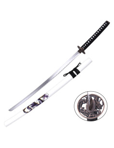 Katana ornemental de dragon, fourreau blanc (96,5 cm.)