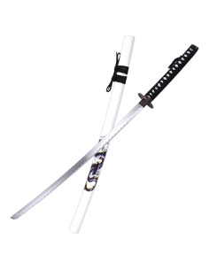 Katana ornemental de dragon, fourreau blanc (96,5 cm.) 2