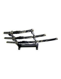 Ensemble ornemental Dragon avec Katana noir, wakizashi et...