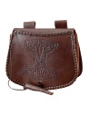 Sac viking Marteau de Thor en cuir marron, à porter à la ceinture