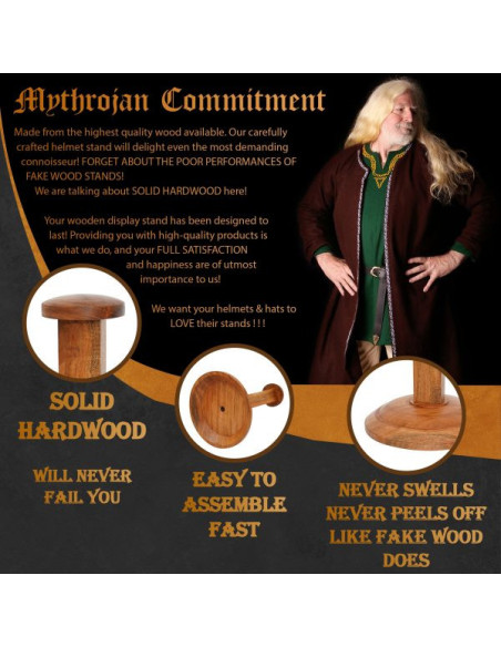 Présentoir de casque en bois (38 cm.)